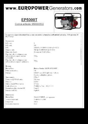 Benzinski generatori struje Europower EP5000T (S)