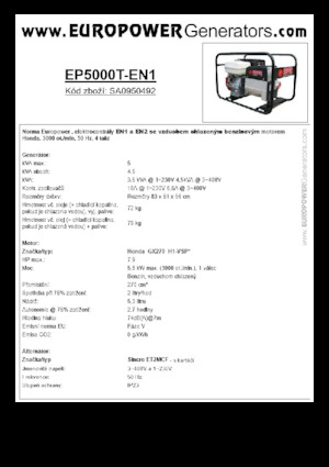 Benzinski generatori struje Europower EP5000T-EN1 (S)