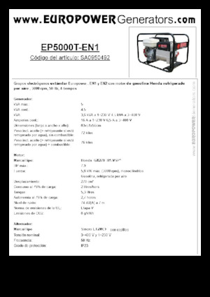 Benzinski generatori struje Europower EP5000T-EN1 (S)