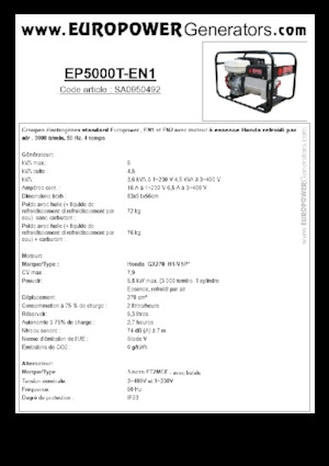 Benzinski generatori struje Europower EP5000T-EN1 (S)