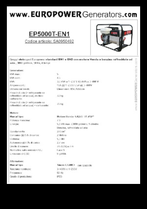 Benzinski generatori struje Europower EP5000T-EN1 (S)