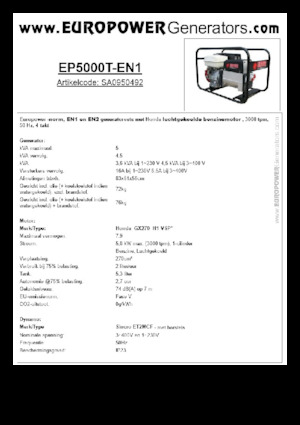 Benzinski generatori struje Europower EP5000T-EN1 (S)