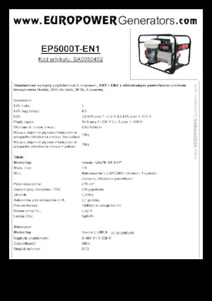 Benzinski generatori struje Europower EP5000T-EN1 (S)
