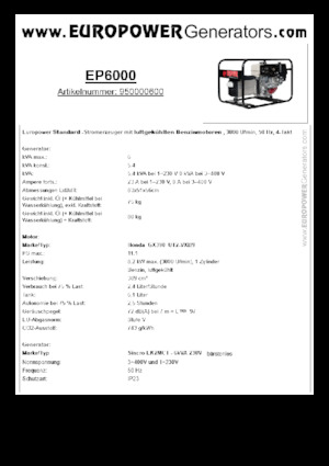Benzinski generatori struje Europower EP6000 (S)