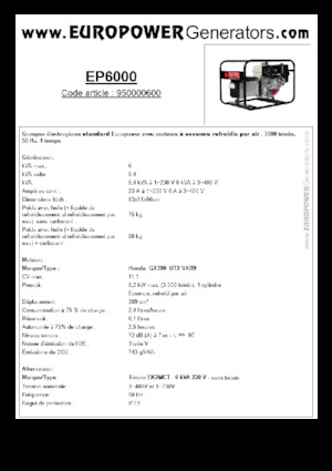 Benzinski generatori struje Europower EP6000 (S)