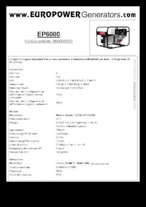 Benzinski generatori struje Europower EP6000 (S)