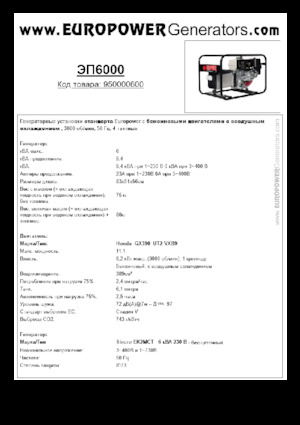 Benzinski generatori struje Europower EP6000 (S)