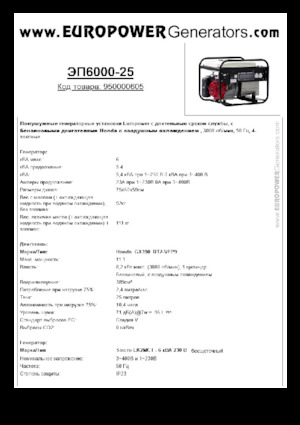 Benzinski generatori struje Europower EP6000-25 (S)