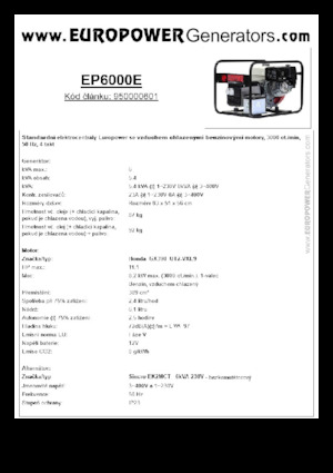 Benzinski generatori struje Europower EP6000E (S)