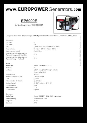 Benzinski generatori struje Europower EP6000E (S)