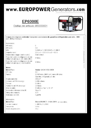 Benzinski generatori struje Europower EP6000E (S)