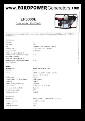 Benzinski generatori struje Europower EP6000E (S)