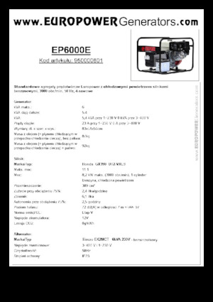 Benzinski generatori struje Europower EP6000E (S)