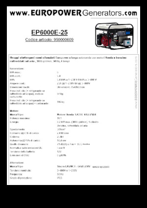 Benzinski generatori struje Europower EP6000E-25 (S)