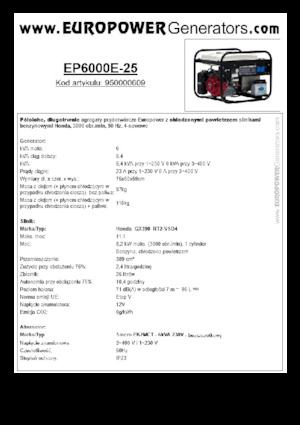 Benzinski generatori struje Europower EP6000E-25 (S)