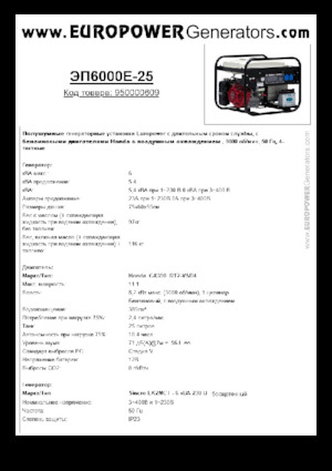 Benzinski generatori struje Europower EP6000E-25 (S)