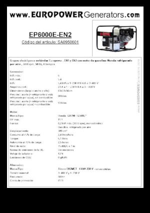 Benzinski generatori struje Europower EP6000E-EN2 (S)