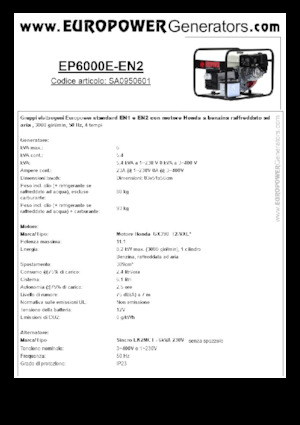 Benzinski generatori struje Europower EP6000E-EN2 (S)