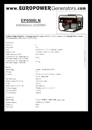 Benzinski generatori struje Europower EP6000LN (S)