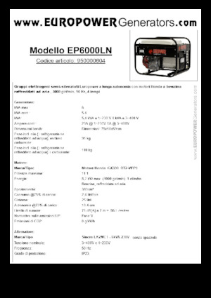Benzinski generatori struje Europower EP6000LN (S)