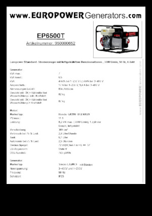 Benzinski generatori struje Europower EP6500T (S)