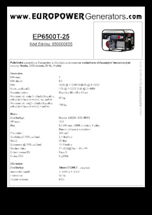 Benzinski generatori struje Europower EP6500T-25 (S)