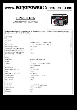 Benzinski generatori struje Europower EP6500T-25 (S)