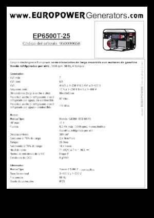 Benzinski generatori struje Europower EP6500T-25 (S)