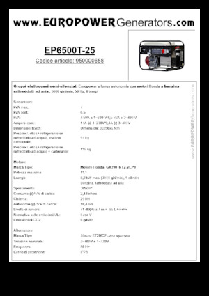 Benzinski generatori struje Europower EP6500T-25 (S)