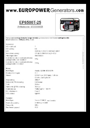 Benzinski generatori struje Europower EP6500T-25 (S)