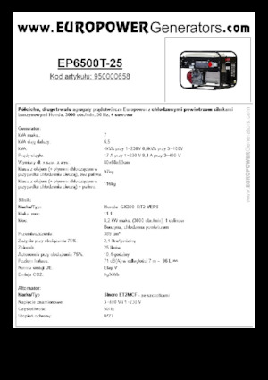 Benzinski generatori struje Europower EP6500T-25 (S)