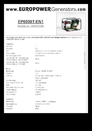 Benzinski generatori struje Europower EP6500T-EN1 (S)