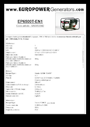 Benzinski generatori struje Europower EP6500T-EN1 (S)
