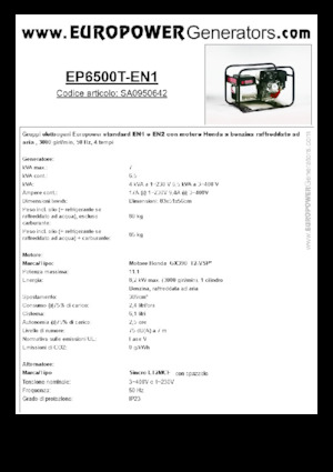 Benzinski generatori struje Europower EP6500T-EN1 (S)