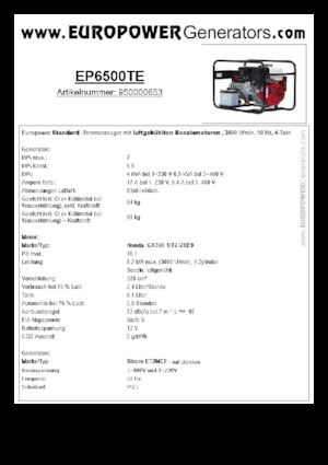Benzinski generatori struje Europower EP6500TE (S)
