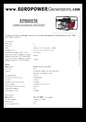 Benzinski generatori struje Europower EP6500TE (S)