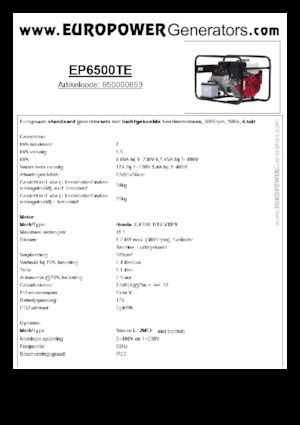 Benzinski generatori struje Europower EP6500TE (S)