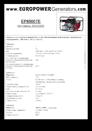 Benzinski generatori struje Europower EP6500TE (S)