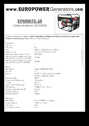 Benzinski generatori struje Europower EP6500TE-25 (S)