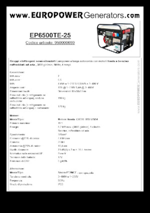 Benzinski generatori struje Europower EP6500TE-25 (S)