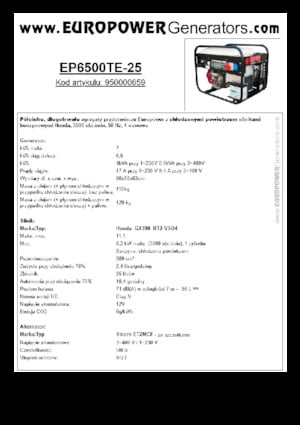 Benzinski generatori struje Europower EP6500TE-25 (S)