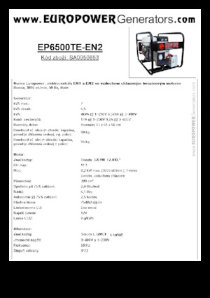 Benzinski generatori struje Europower EP6500TE-EN2 (S)