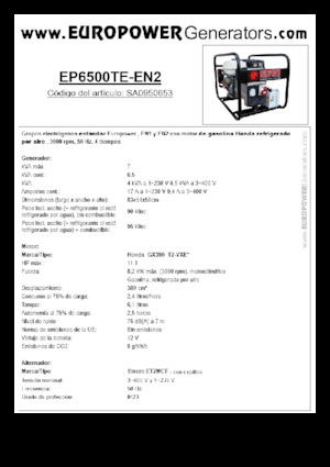 Benzinski generatori struje Europower EP6500TE-EN2 (S)