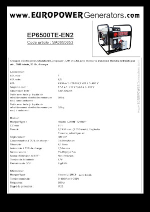 Benzinski generatori struje Europower EP6500TE-EN2 (S)