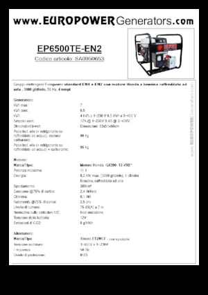 Benzinski generatori struje Europower EP6500TE-EN2 (S)