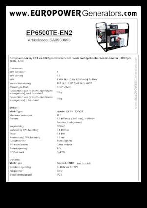 Benzinski generatori struje Europower EP6500TE-EN2 (S)