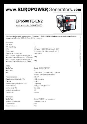Benzinski generatori struje Europower EP6500TE-EN2 (S)