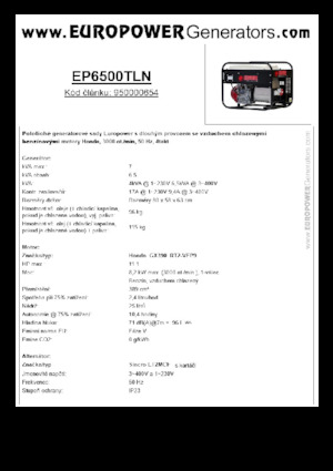 Benzinski generatori struje Europower EP6500TLN (S)