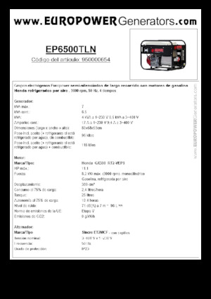 Benzinski generatori struje Europower EP6500TLN (S)