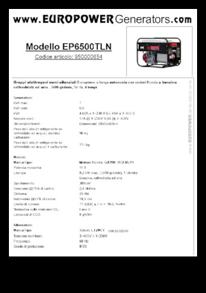 Benzinski generatori struje Europower EP6500TLN (S)